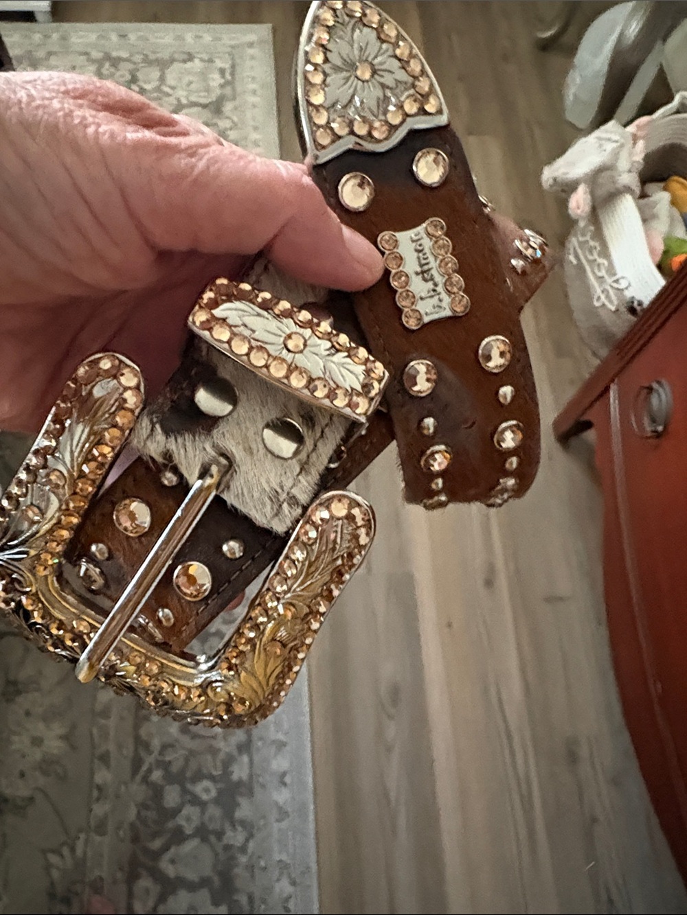 b.b. Simon Vintage Cowhide Western Belt